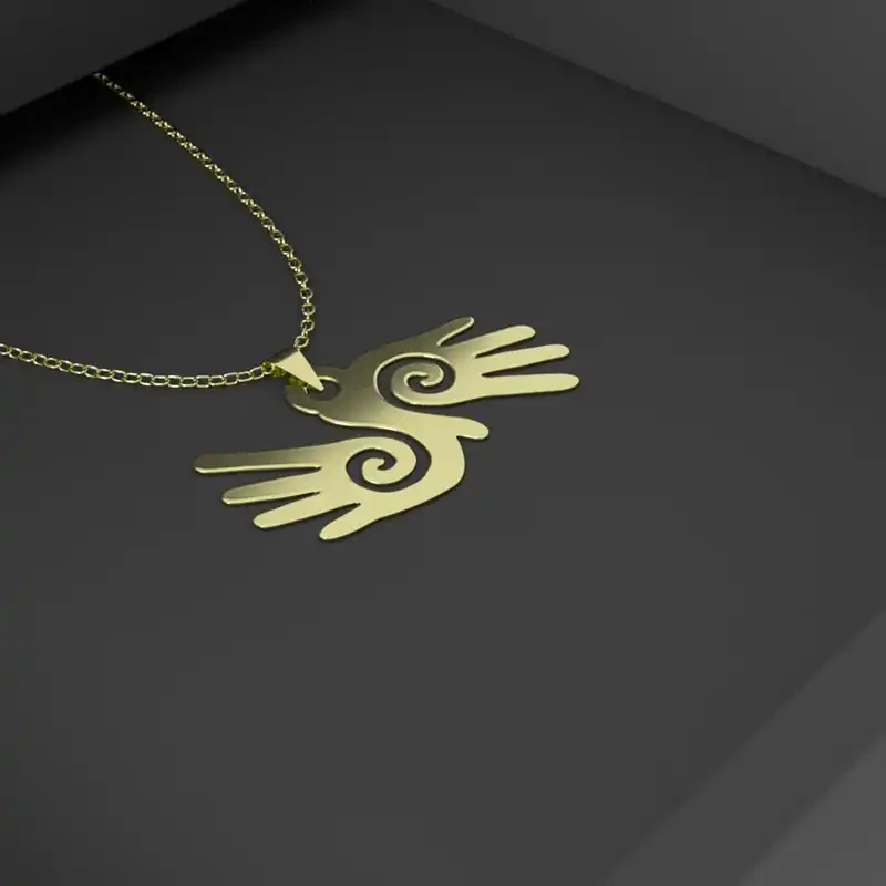 گردنبند طلا 18 عیار زنانه مدوپد مدل دو دست کد GBA10188 به همراه باکس گل رز جاویدان