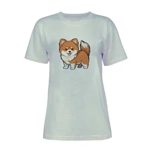 تی شرت آستین کوتاه زنانه مدل DOG کد L139 رنگ طوسی