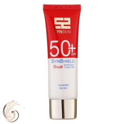 فلوئید ضدآفتاب بدون رنگ ساین اسکین SPF50 مدل SYN SHIELD، مناسب پوست‌های چرب، حجم 50 میلی‌لیتر
