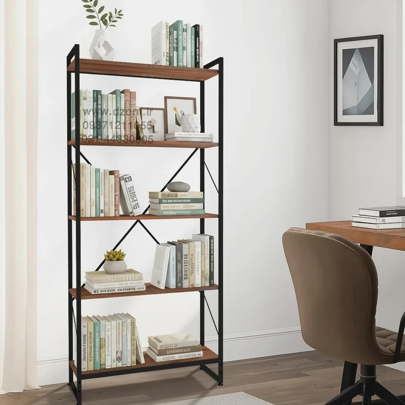 کتابخانه پنج طبقه دیزم مدل مونتاژی LIB_80×180_BRN