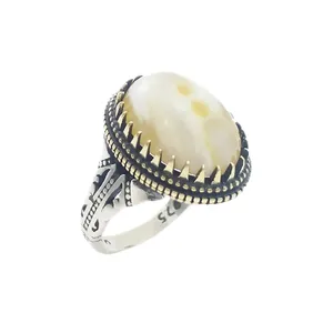 انگشتر نقره مردانه مدل باباقوری چشم دار کد 43313