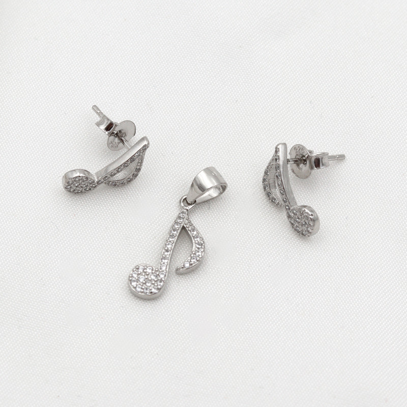 نیم ست نقره زنانه مدل نت موسیقی کد SHS-44