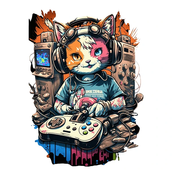 استیکر پارچه و لباس پاد آفرین طرح گربه گیمر کد 4959