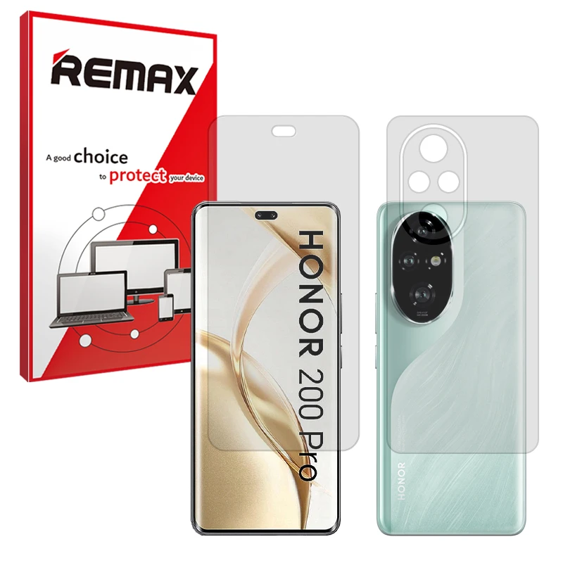 محافظ صفحه نمایش شفاف ریمکس مدل Resistant مناسب برای گوشی موبایل آنر 200 Pro به همراه محافظ پشت گوشی 