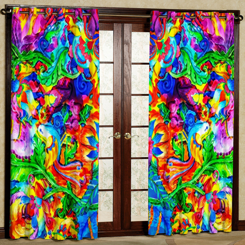 پرده مدل رنگی رنگی هازان پانچی کد 4373a سایز 140x200 سانتی متر