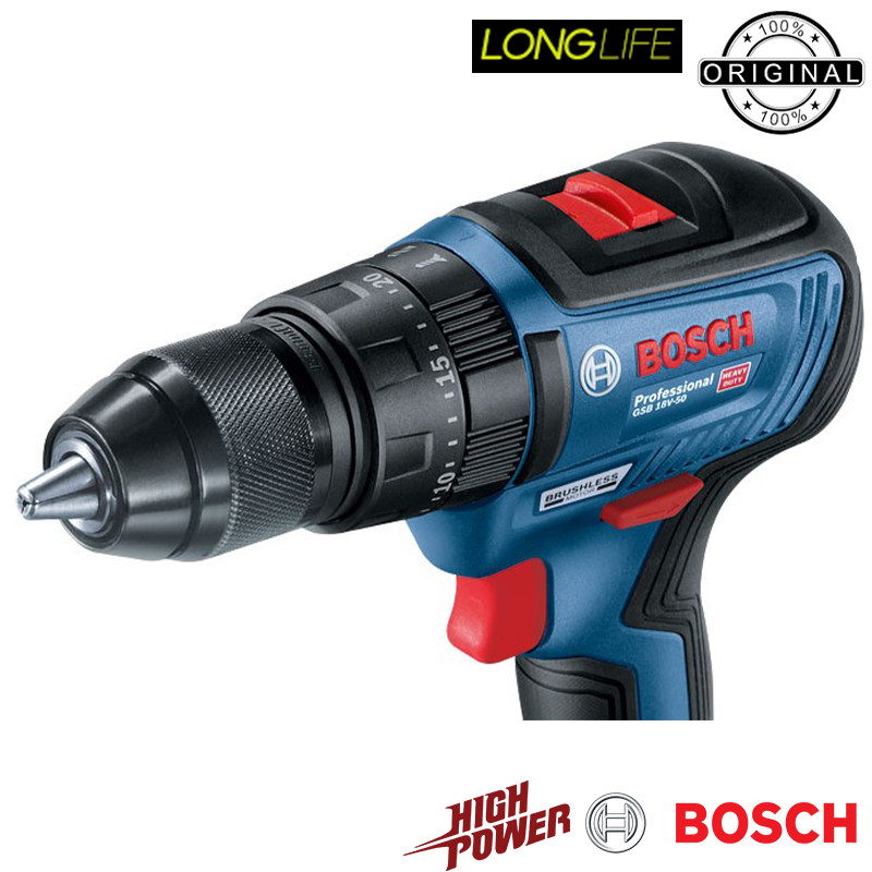 دریل پیچ گوشتی شارژی چکشی بوش مدل GSB 18-V50 EC Motor Extra دریل پیچ گوشتی شارژی چکشی بوش مدل GSB 18-V50 EC Motor Extra