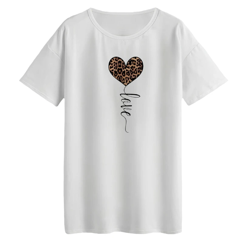 تی‌شرت لانگ آستین کوتاه زنانه مدل قلب مینیمال کد 04 رنگ سفید