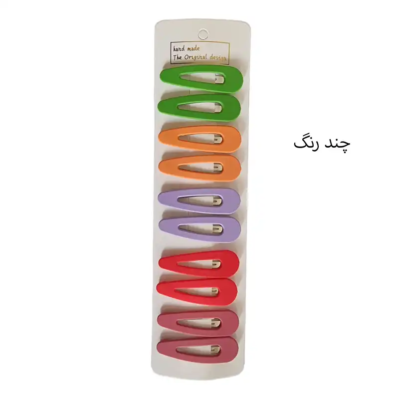 گیره مو زنانه مدل تق تقی روکش شمعی کد 05 بسته 10 عددی