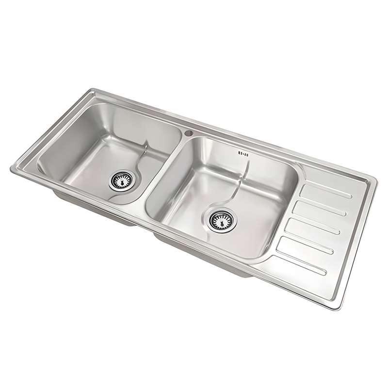 سینک ظرفشویی استیل توکار دو لگنه نگین الماس مدل SA108