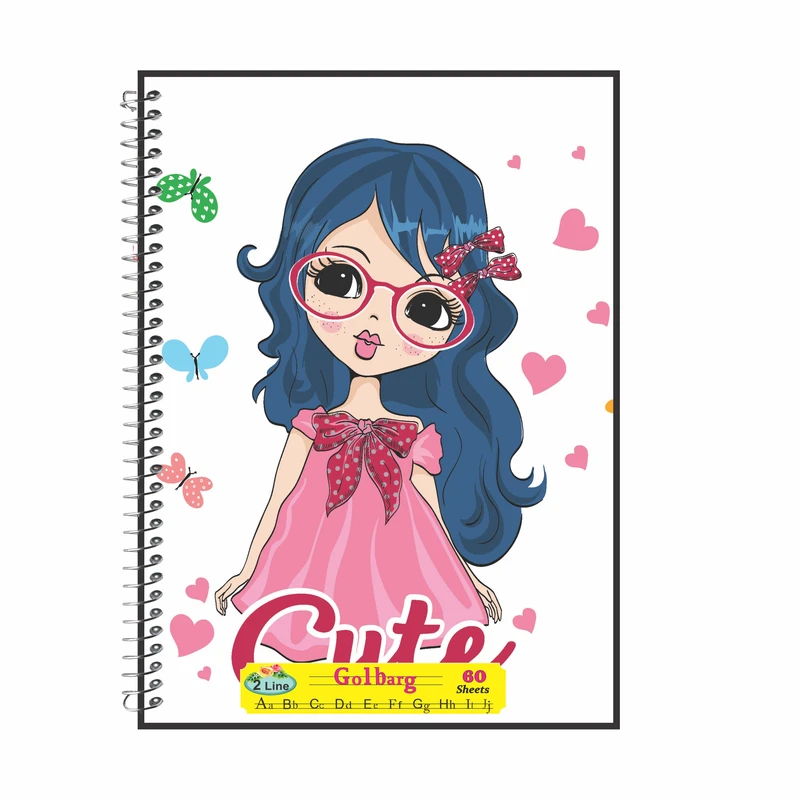 دفتر زبان 60 برگ گلبرگ طرح دخترانه کد 60671