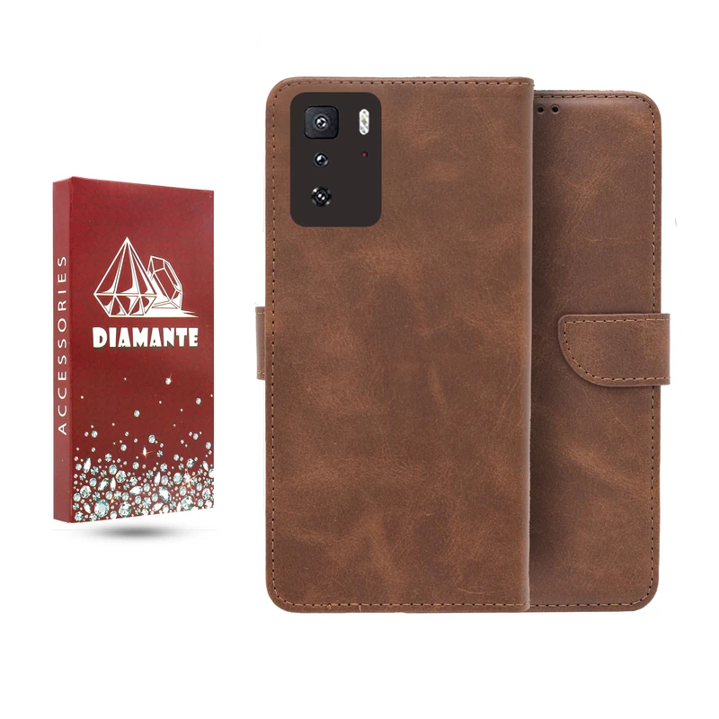 کیف کلاسوری دیامانته مدل چرم مناسب برای گوشی موبایل شیائومی Redmi Note 10 Pro 5G به همراه بندآویز