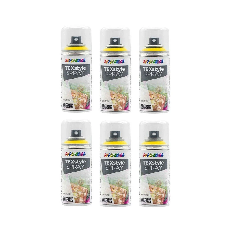 اسپری رنگ پارچه زرد دوپلی کالر مدل TEXstyle حجم 150میلی لیتر مجموعه 6 عددی 