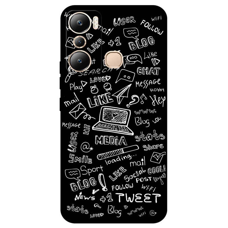 کاور مگافون طرح رسانه های اجتماعی مدل 1898 مناسب برای گوشی موبایل اینفینیکس Hot 20i