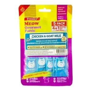 بستنی گربه فرشی مدل Gourmet Puree طعم مرغ و شیر بز بسته 5 عددی