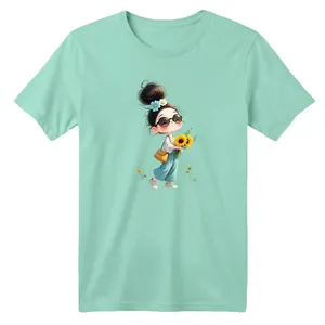 تی شرت آستین کوتاه بچگانه مدل دخترک آفتاب گردون