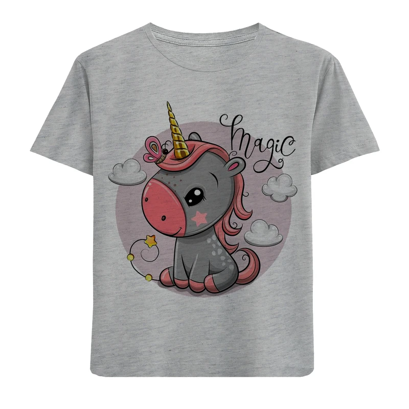 تی شرت آستین کوتاه دخترانه مدل تک شاخ F351