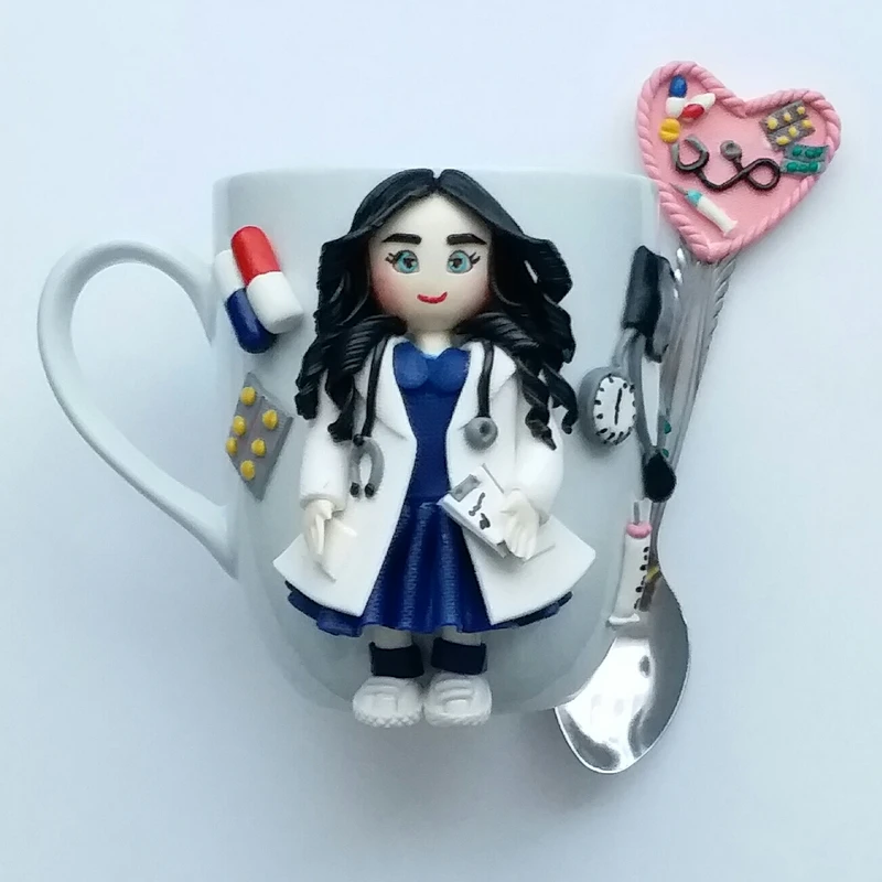 ماگ سرامیکی مدل پزشک L987 به همراه قاشق