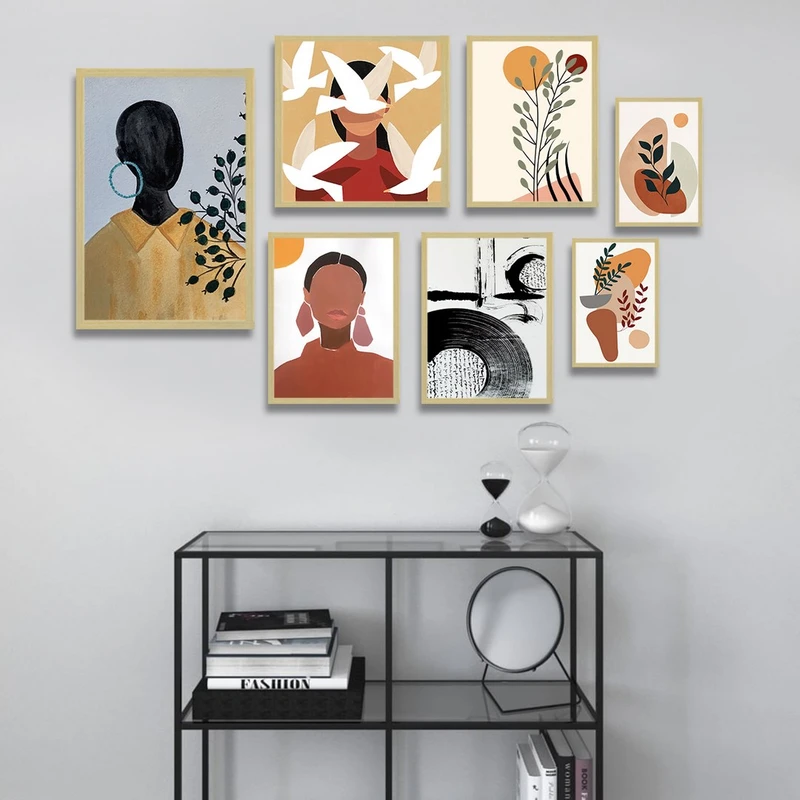 تابلو بکلیت طرح دکوراتیو مینیمال مدل شاین اکلیلی BE-1489 مجموعه 7 عددی