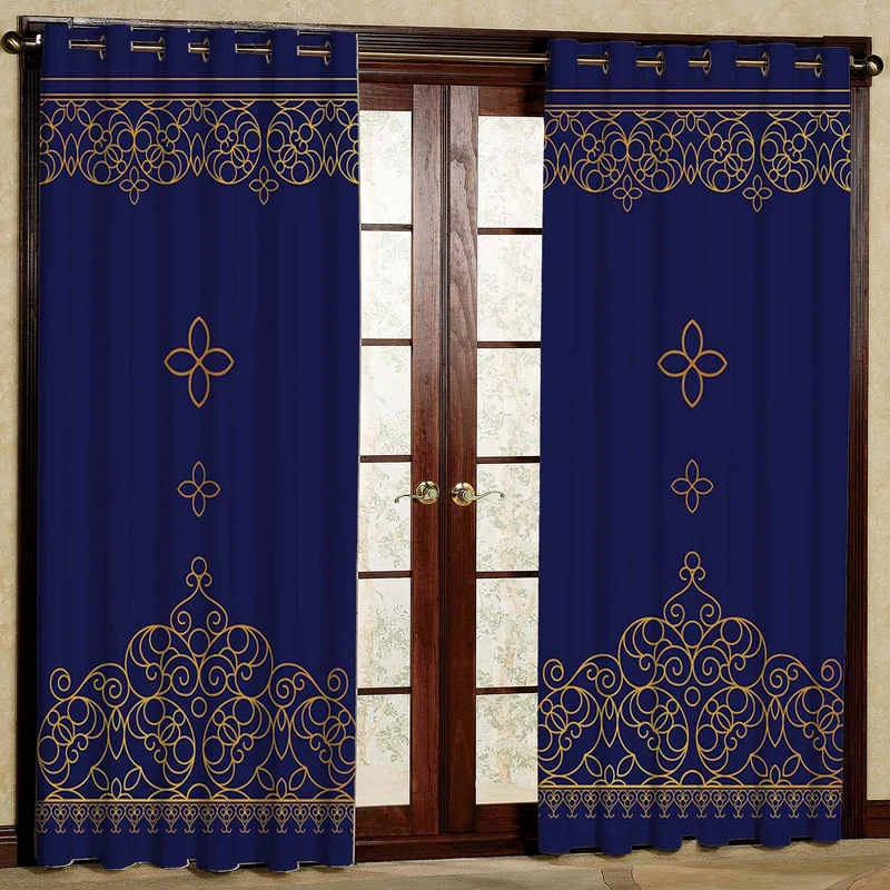 پرده بارمان دکور طرح حاشیه دار مدل هازان پانچی کد 1494 W سایز 140x280 سانتی متر