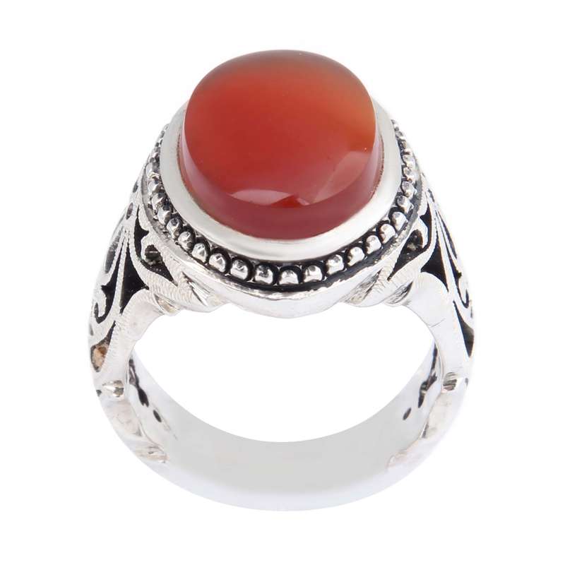 انگشتر نقره مردانه بازرگانی میلادی مدل سنگ عقیق یمانی رکاب دست ساز کد AM_2518