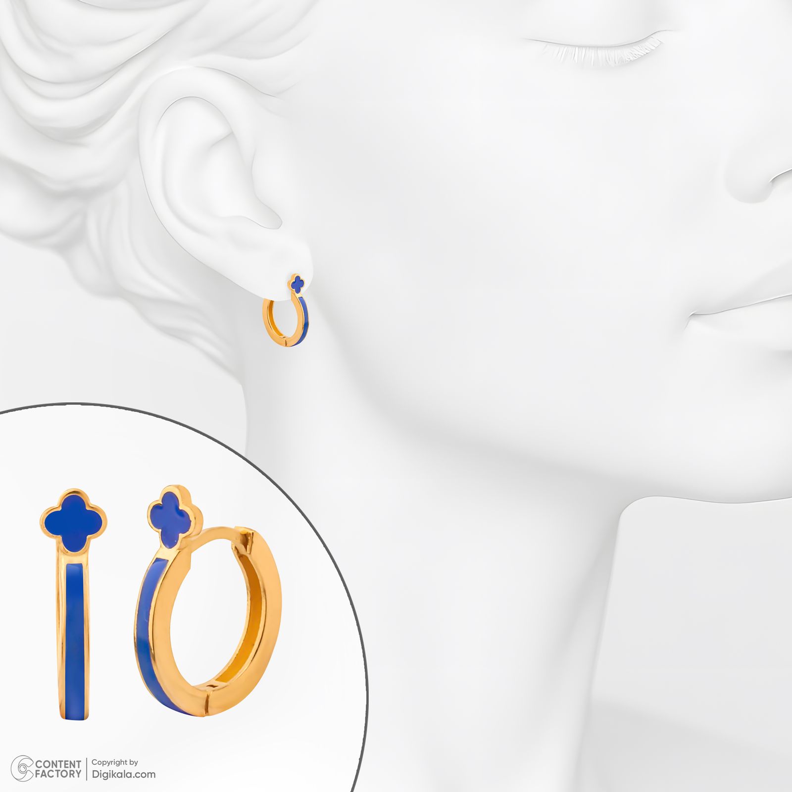 گوشواره حلقه‌ای طلا کم اجرت 18 عیار زنانه با طرح ونکلیف آرپلز گلدم مدل E244021 -  - 7