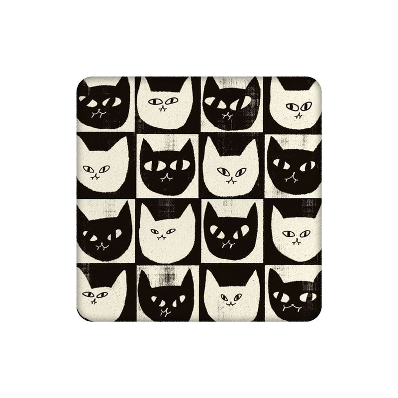 زیرلیوانی طرح پترن گربه سیاه سفید کد 1155677