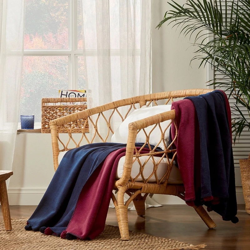 پتو ازدیلک مدل Ponponlu Indigo دو رو سایز 150×200 سانتی متر