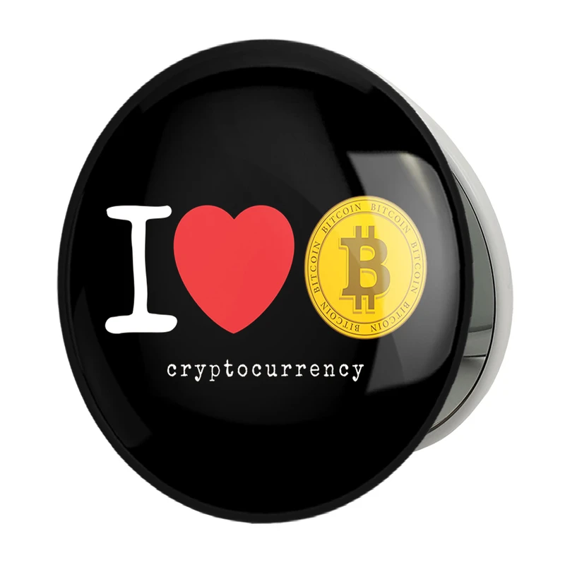آینه جیبی خندالو طرح I Love Bitcoin مدل تاشو کد 10895 