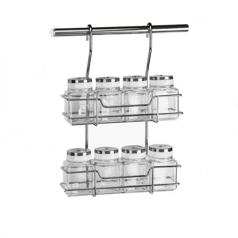 ست جا ادویه 8 پارچه مدل آویزی 02 به همراه استند