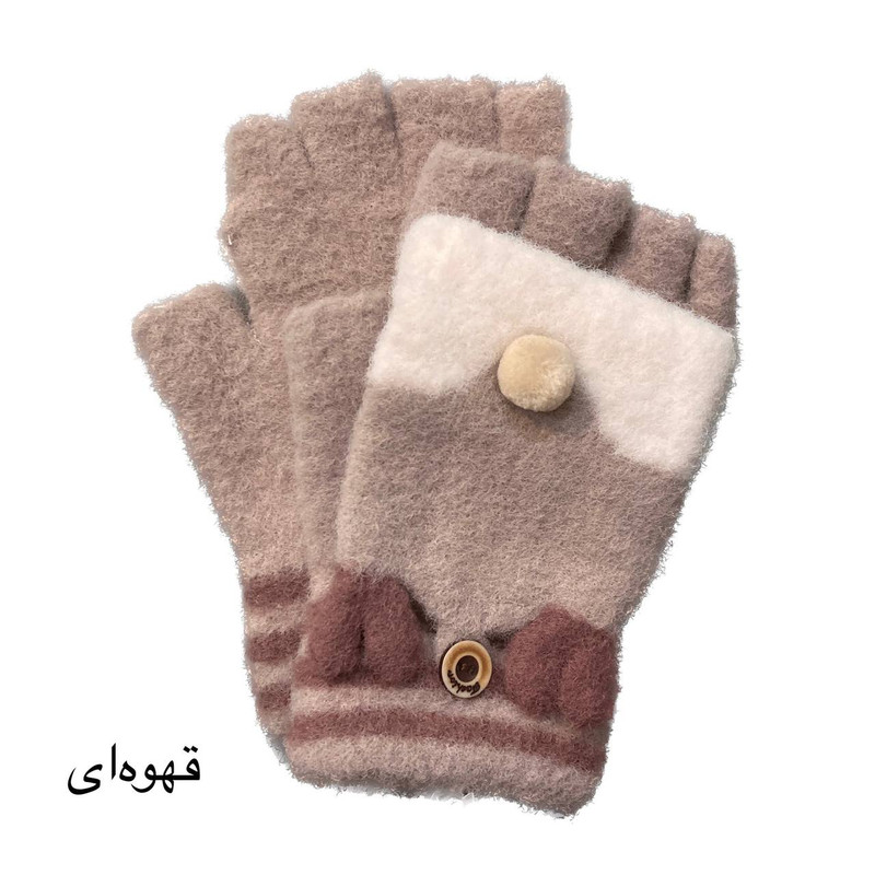 دستکش بافتنی بچگانه مدل نیم انگشت گوزنی 03