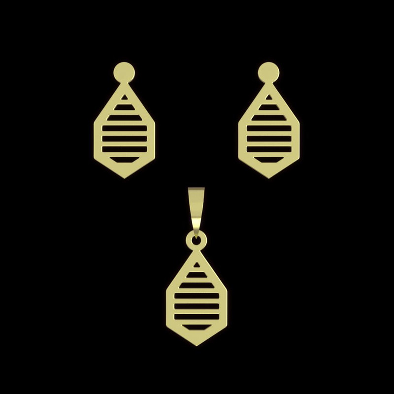 نیم ست طلا 18 عیار زنانه مدوپد مدل شش ضلعی کد NA11293