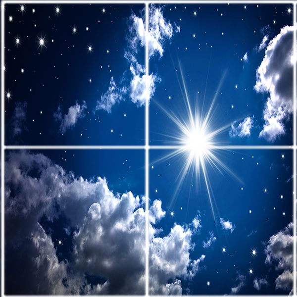 تایل سقفی آسمان مجازی طرح مهتاب ستاره ها و ابر کد ST 7208-4 سایز 60x60 سانتی متر مجموعه 4 عددی
