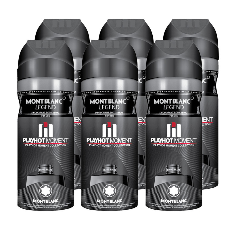 اسپری خوشبو کننده بدن مردانه پلی هات مومنت مدل  MONT BLANC LEGEND حجم 200 میلی لیتر مجموعه 6 عددی
