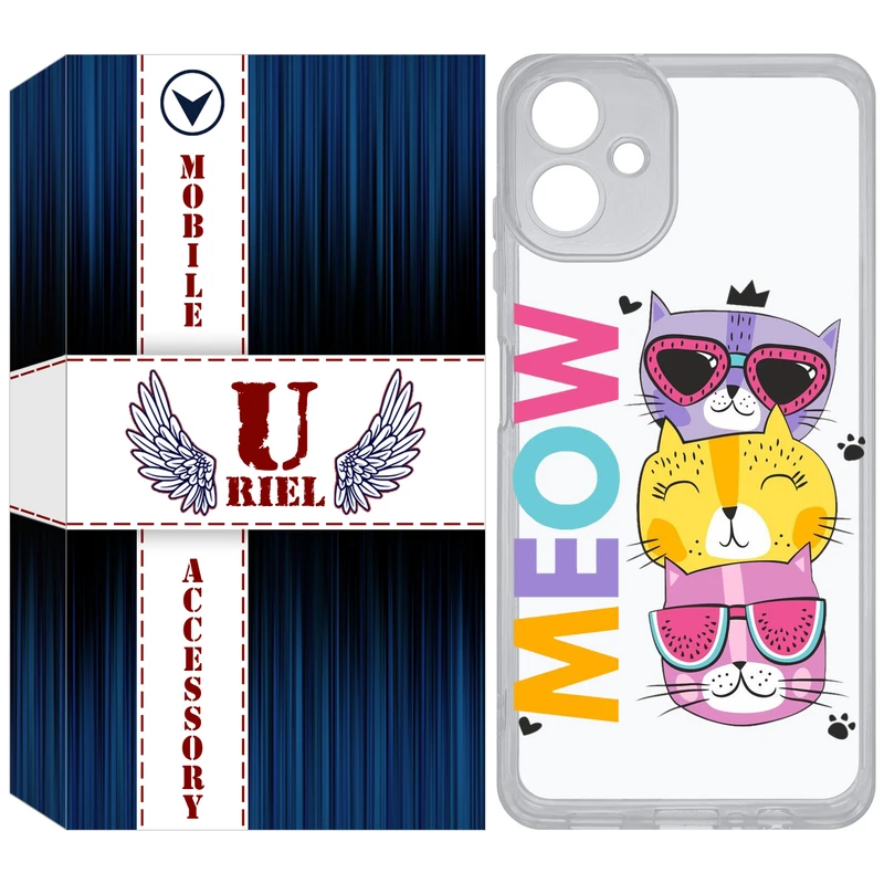 کاور یوریل مدل Clear کد 57 طرح گربه مناسب برای گوشی موبایل سامسونگ Galaxy A06