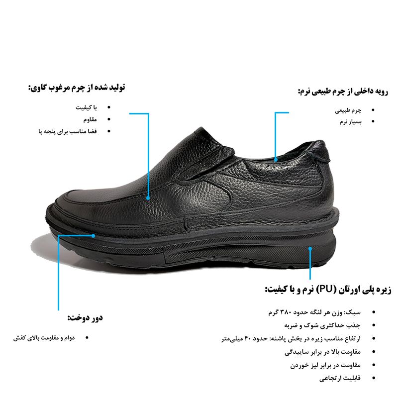 کفش طبی مردانه معراج طب تبریز مدل 517 رنگ مشکی -  - 10