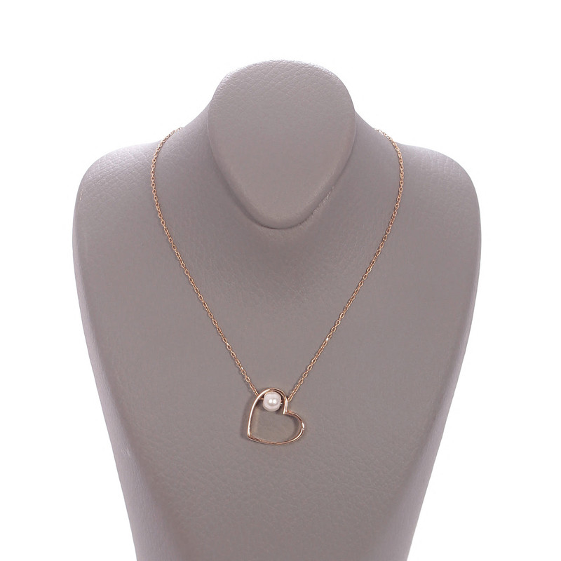 گردنبند طلا 18 عیار زنانه با زنجیر حلقهای (فلامینگو) گالری طلا رخساره مدل قلب و مروارید