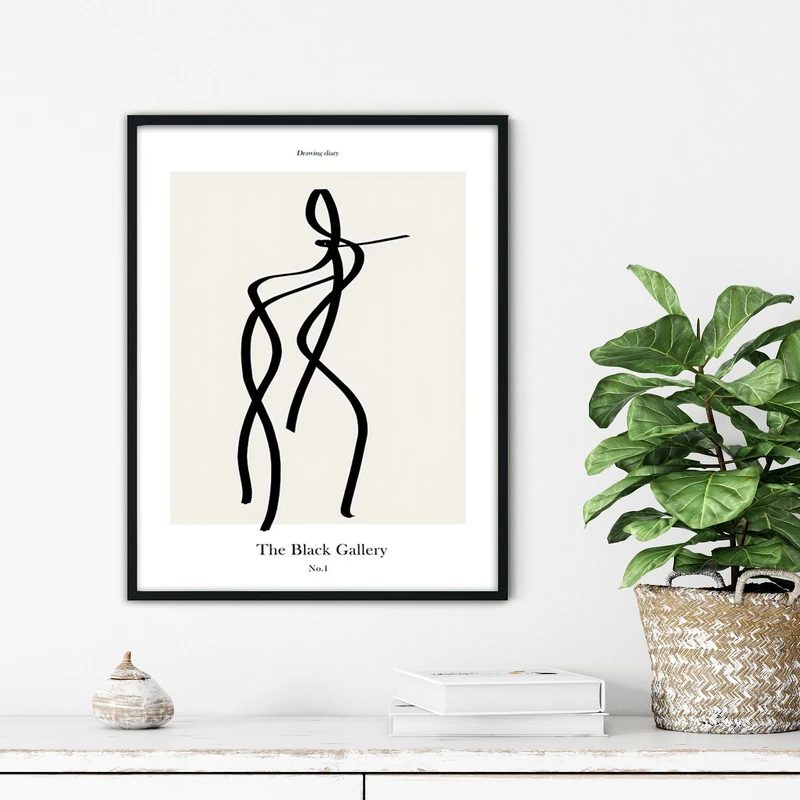 تابلو آتریسا طرح لاین آرت مدرن مدل ATFL36 فریم مشکی