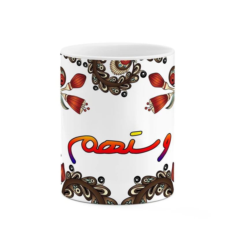 ماگ کاکتی مدل اسم وستهم طرح سنتی گل و بته کد mgh48404