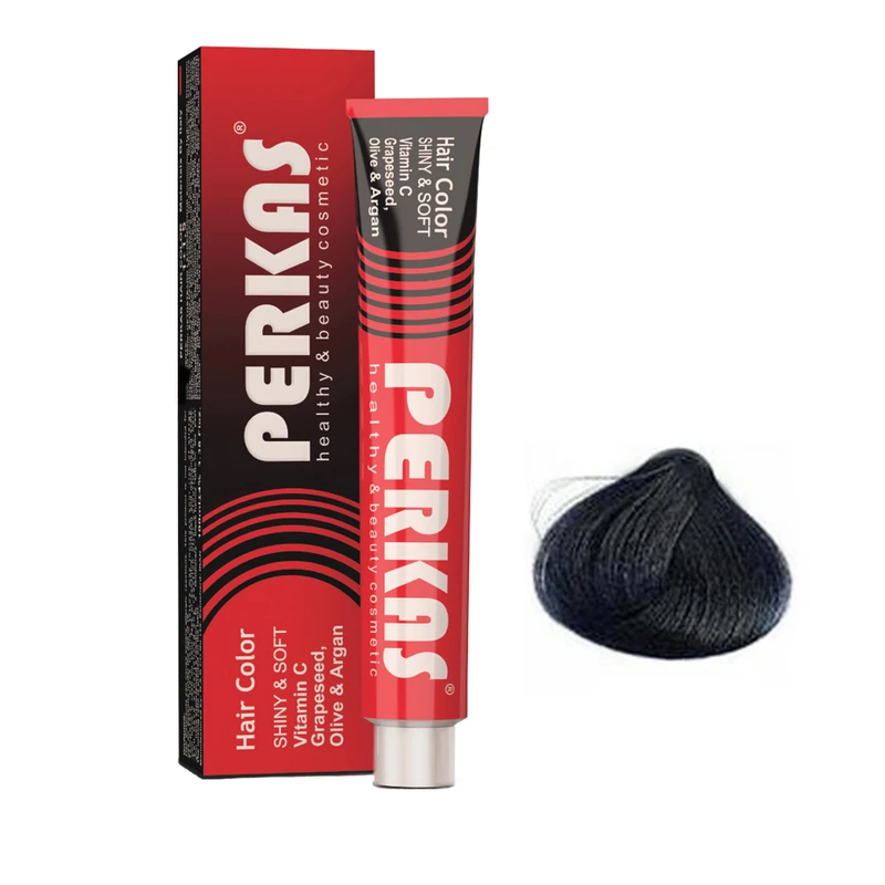 رنگ مو پرکاس شماره C1 حجم 100 میلی‌لیتر رنگ دودی مشکی پرکلاغی