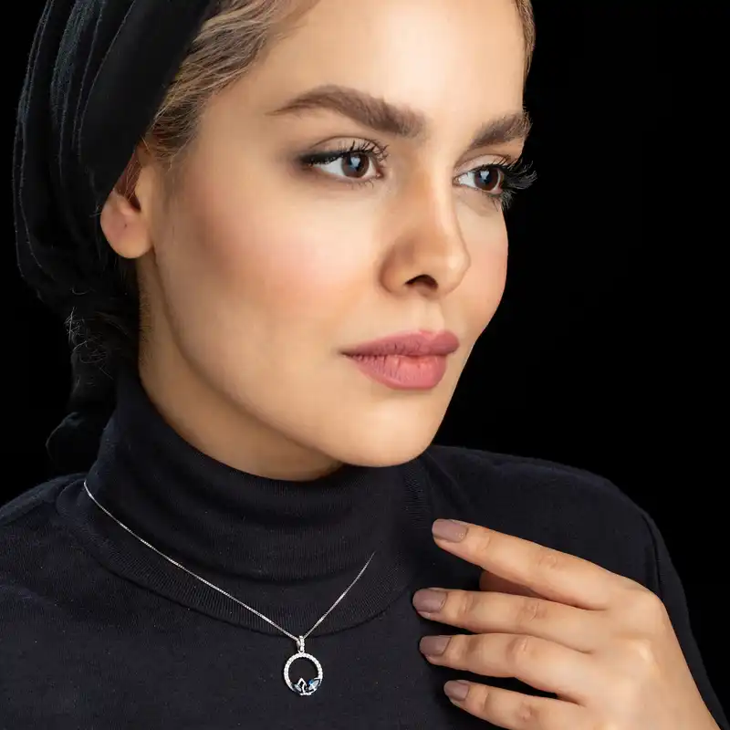 گردنبند نقره زنانه کوبیک مدل QN-1135