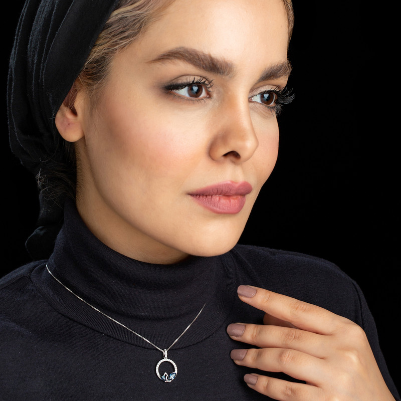 گردنبند نقره زنانه کوبیک مدل QN-1135