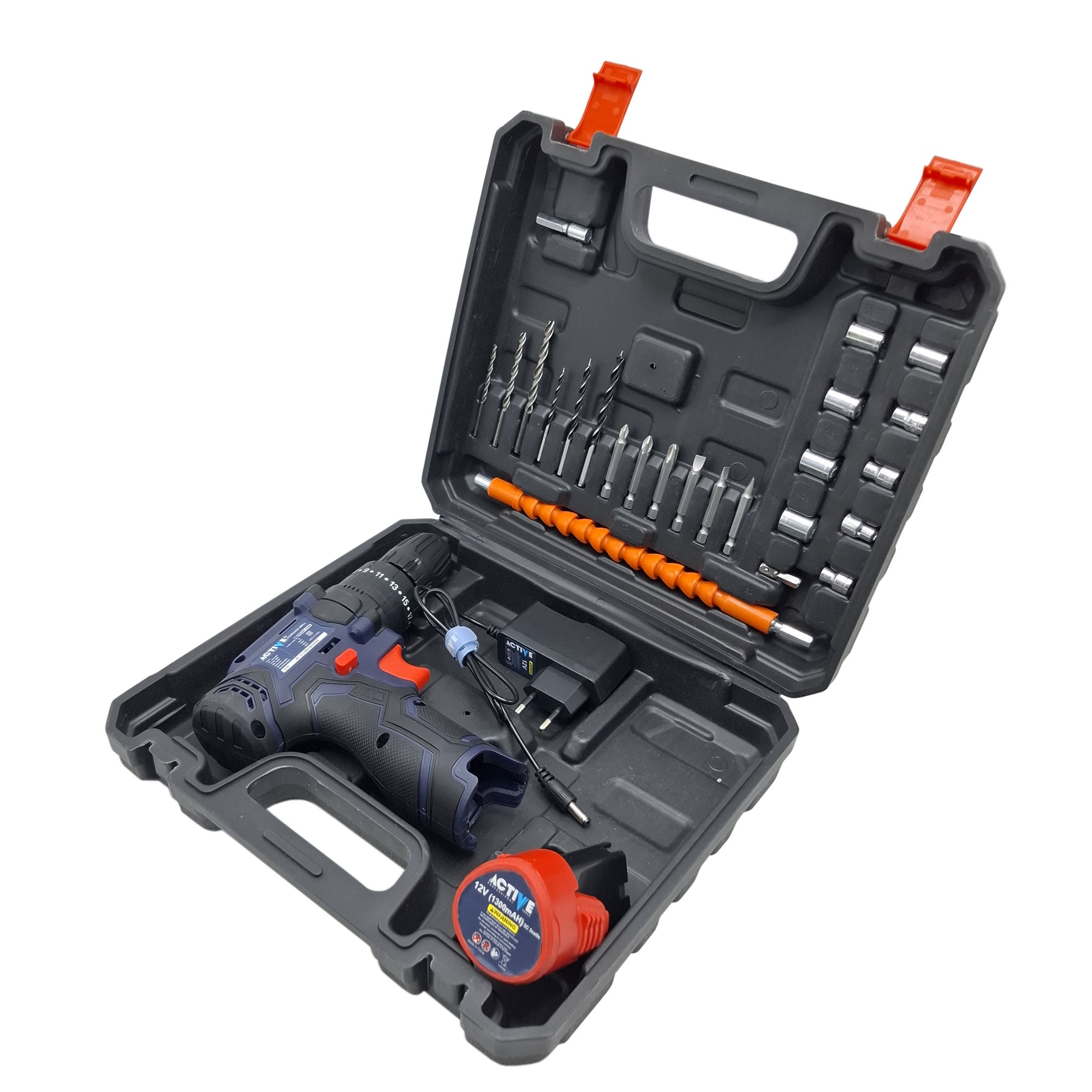 دریل چکشی شارژی صنعتی 10 میلی متری 12 ولت اکتیو مدل 10mm کد 33 مجموعه 28 عددی