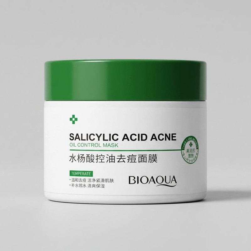 ماسک صورت بایو آکوا مدل SALICYLIC ACID ACNE حجم 120 میلی‌لیتر مرطوب‌کننده، کنترل‌کننده چربی، آبرسان، بسته‌کننده منافذ باز، روشن‌کننده و افزاینده استحکام پوست مناسب انواع پوست و ضد جوش