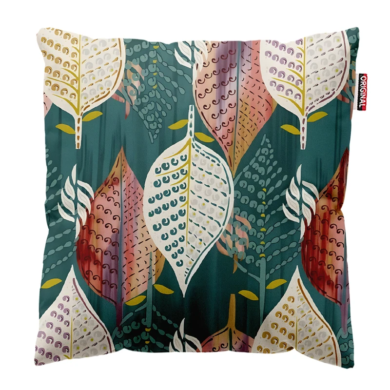 کوسن پاد آفرین مدل مینیمال طرح گل و برگ کد PK303573 سایز 30*30 سانتی متر