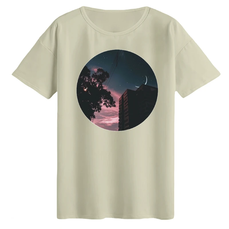 تی‌شرت لانگ آستین کوتاه زنانه مدل ماه شب