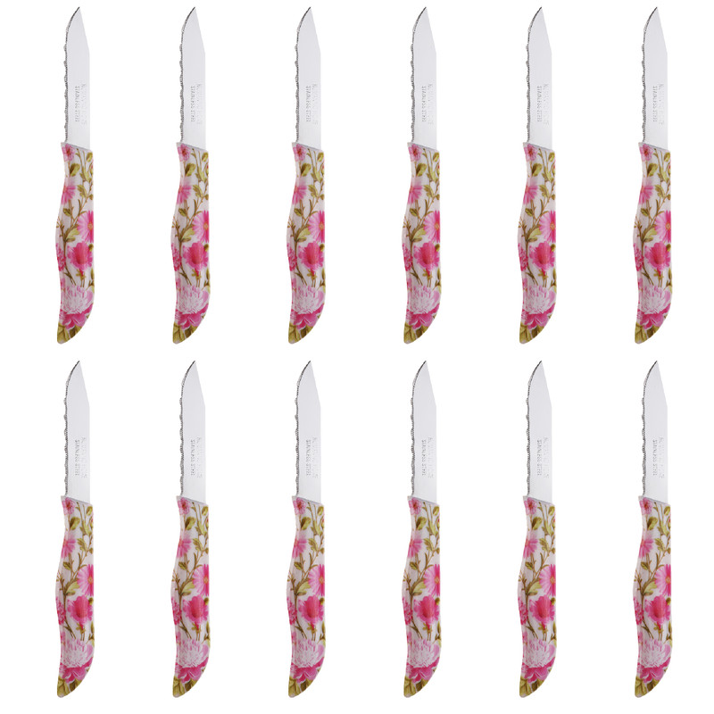 کارد میوه خوری رومانتیک هوم طرح گل مدل Z46 مجموعه 12 عددی