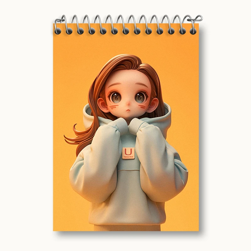 دفتر یادداشت 50 برگ خندالو طرح دخترانه کیوت کد N5045