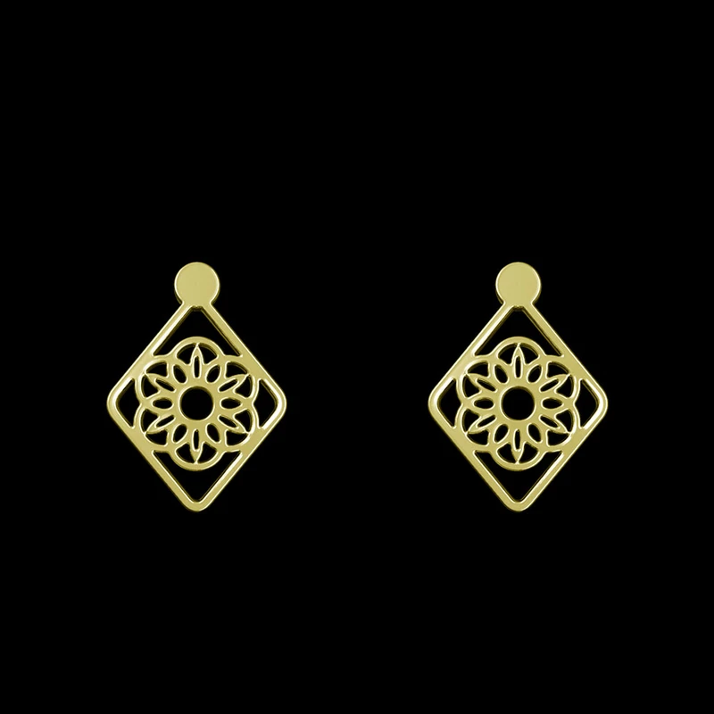 گوشواره طلا 18 عیار زنانه مدوپد مدل گل اسلیمی کد GA1-12639