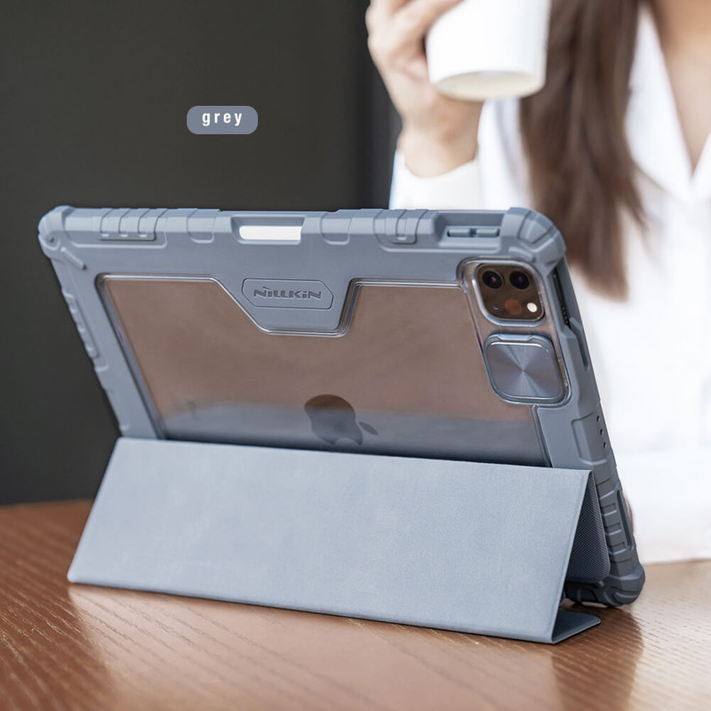 کیف کلاسوری نیلکین مدل Camshield Bumper مناسب برای تبلت اپل iPad Air 11 2024 / Air 10.9 2022 / Air 4 / Air 5 / Air 6 / Air 2020 / Ipad Pro 11 2020 / 2021 / 2022