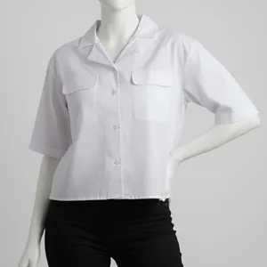 شومیز آستین کوتاه یقه انگلیسی زنانه تولیکا مدل 33100